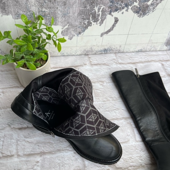 AQUATALIA Weatherproof black leather winter boots knee high zipper side size 5.5 - Picture 8 of 10